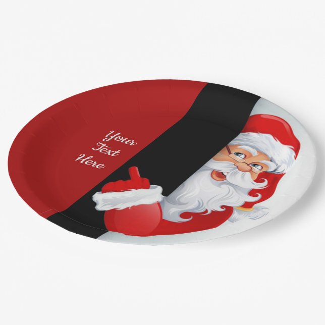 Personalised Red & White Santa Paper Plate (Angled)