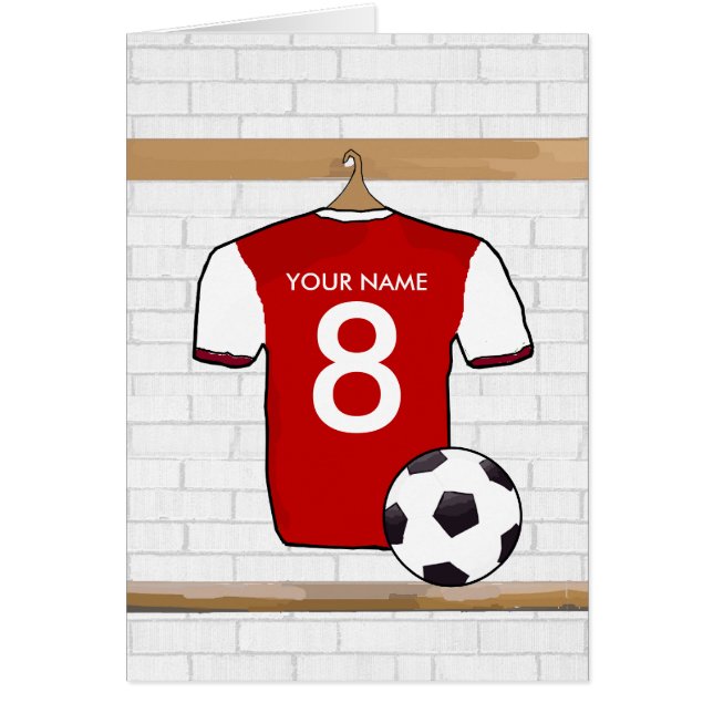 Personalised Red with White Football Soccer Jersey (Front)