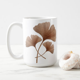 Personalised Reddish Brown Ginkgo Leaf Custom Name Coffee Mug