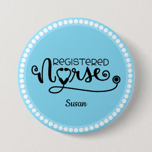 Personalised Registered Nurse Blue and White 7.5 Cm Round Badge