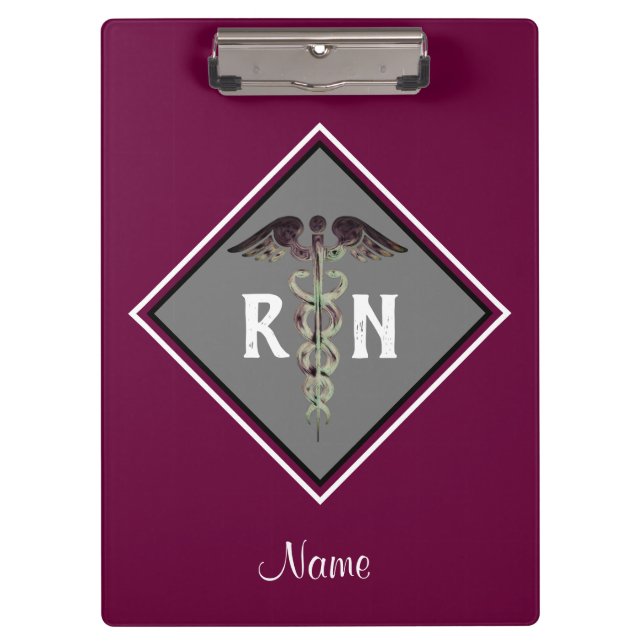 Personalised Registered Nurse RN Caduceus Clipboard (Front)