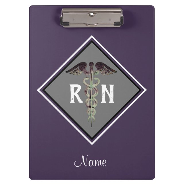 Personalised Registered Nurse RN Caduceus Clipboard (Front)