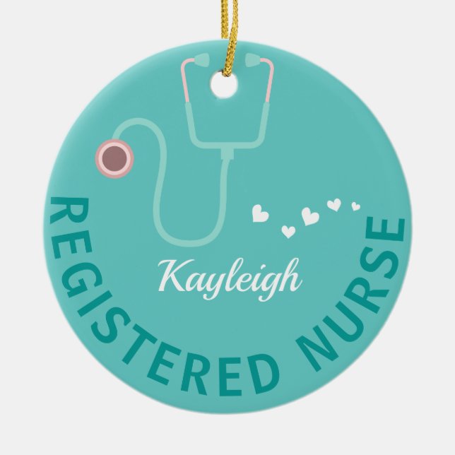 Personalised Registered Nurse- stethoscope Ceramic Ornament (Front)
