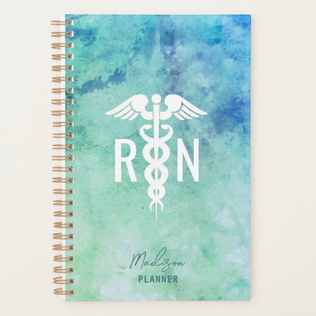 Personalised Registered RN Teal Blue Medical Planner (Front)