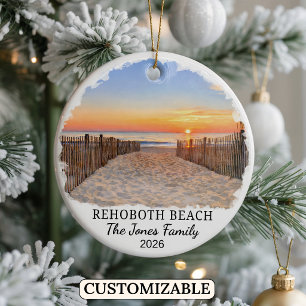 Personalised Rehoboth Beach Ornament, Delaware Ceramic Ornament