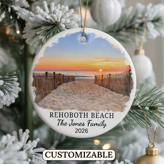 Personalised Rehoboth Beach Ornament, Delaware Ceramic Ornament (Creator Uploaded)
