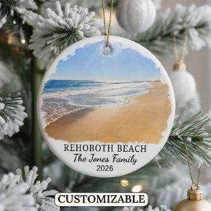 Personalised Rehoboth Beach Ornament, Delaware Ceramic Ornament