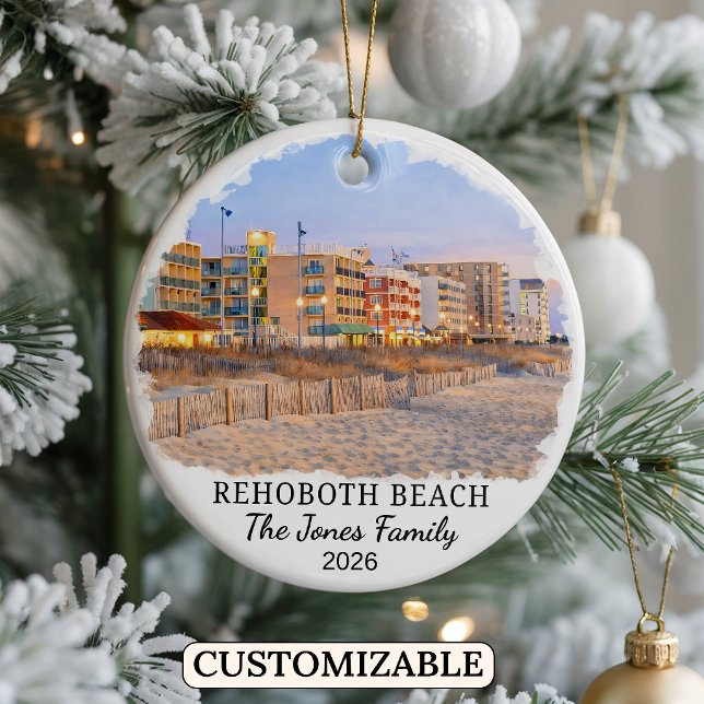 Personalised Rehoboth Beach Ornament, Delaware Ceramic Ornament (Creator Uploaded)