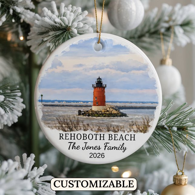 Personalised Rehoboth Beach Ornament, Delaware Ceramic Ornament (Creator Uploaded)