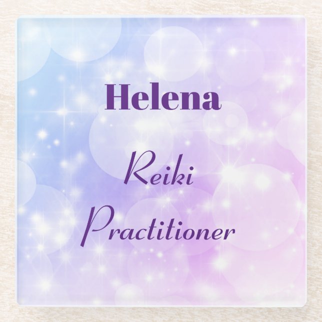 Personalised Reiki Practitioner design Glass Coaster (Front)