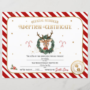 Personalised Reindeer Adoption Certificate