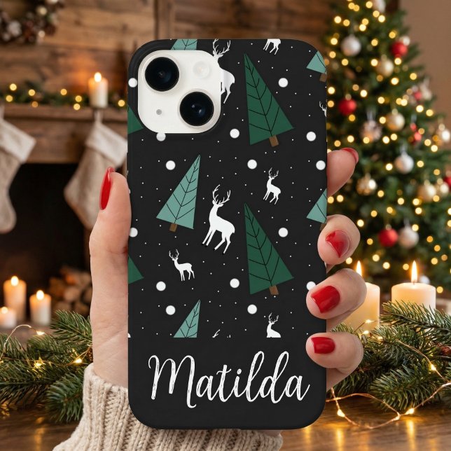 Personalised Reindeer and Christmas trees  Case-Mate iPhone Case (Creator Uploaded)