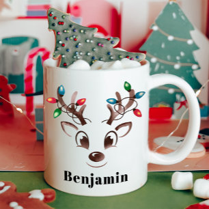 Personalised Reindeer Boy Christmas  Coffee Mug