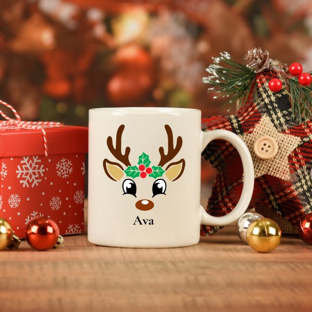 Personalised Reindeer Christmas Mug (Creator Uploaded)