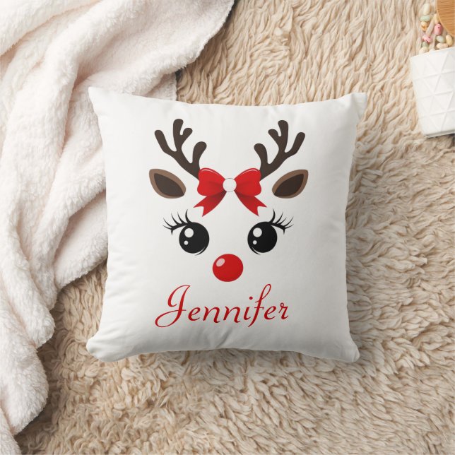 Personalised Reindeer Christmas Pillow (Blanket)