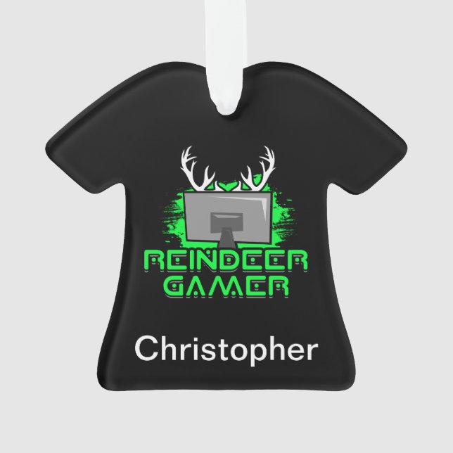Personalised Reindeer Gamer Christmas Funny Ornament (Back)