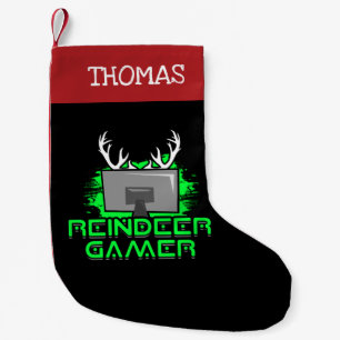 Personalised Reindeer Gamer Funny Small Christmas Stocking