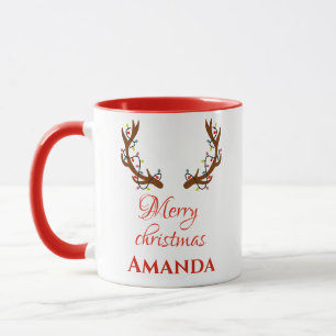 Personalised reindeer- Merry christmas   Mug