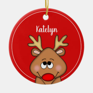 Personalised Reindeer Merry Christmas Year Ceramic Ornament