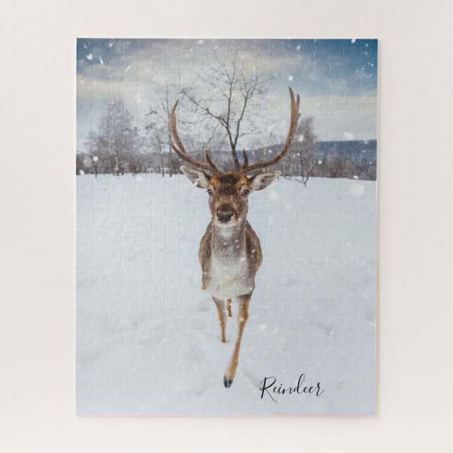 Personalised Reindeer Photo Jigsaw Puzzle (Vertical)
