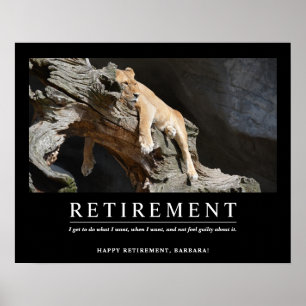 Personalised Relaxing Lioness Custom Retirement Poster