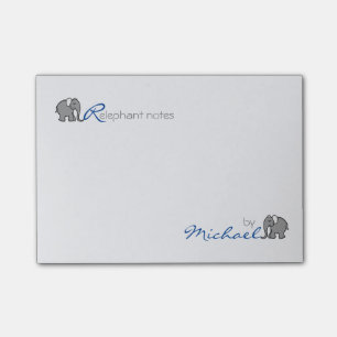 Personalised "RElephant Notes" Grey and Blue Post-it Notes