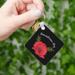 Personalised Remembrance Day Red Poppy Keychain