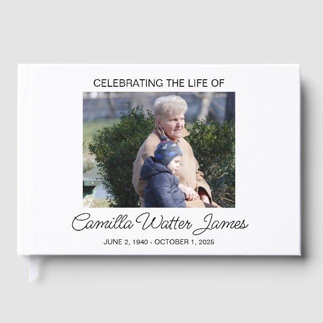 Personalised remembrance guest book for memorials  (Front)