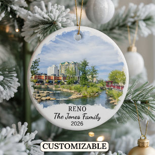 Personalised Reno Ornament, Custom Nevada State Ceramic Ornament