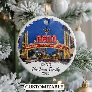 Personalised Reno Ornament, Custom Nevada State Ceramic Ornament