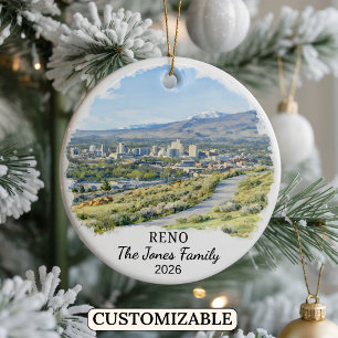 Personalised Reno Ornament, Custom Nevada State Ceramic Ornament