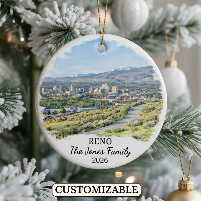 Personalised Reno Ornament, Custom Nevada State Ceramic Ornament (Creator Uploaded)