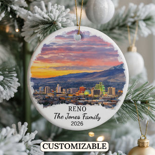Personalised Reno Ornament, Custom Nevada State Ceramic Ornament