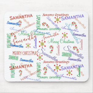 Personalised Repeating Christmas Name Mouse Pad