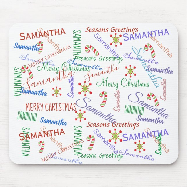 Personalised Repeating Christmas Name Mouse Pad (Front)