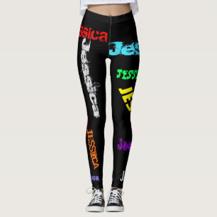 Personalised Repeating Name Black Bold Leggings