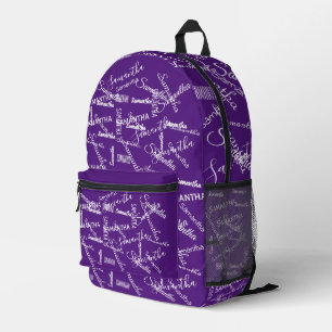 Personalised Repeating Name Monogram Printed Backpack