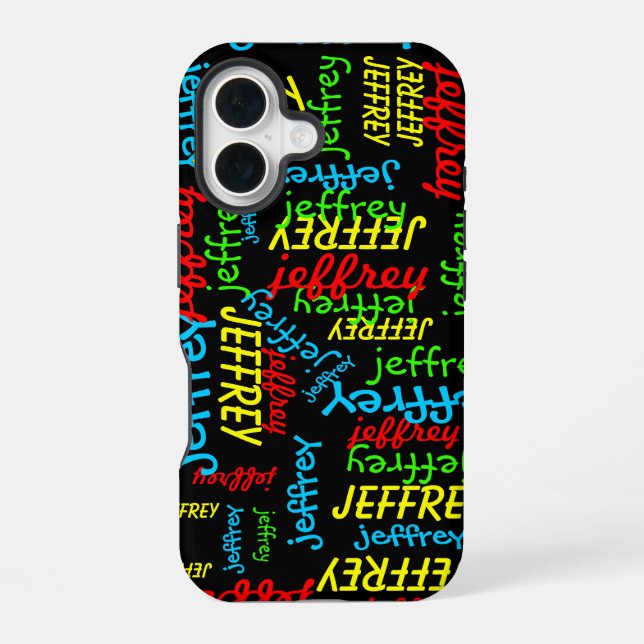 Personalised Repeating Names iPhone 16 Case (Back)