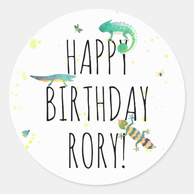 Personalised Reptile Birthday Party Stickers (Front)