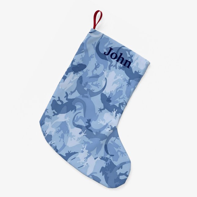 Personalised Reptile Camouflage Christmas Stocking (Front (Hanging))