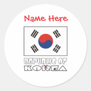 Personalised Republic of Korea Flag Classic Round Sticker