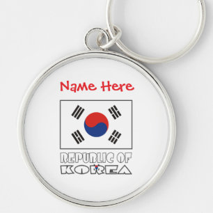 Personalised Republic of Korea Round Metal Key Ring