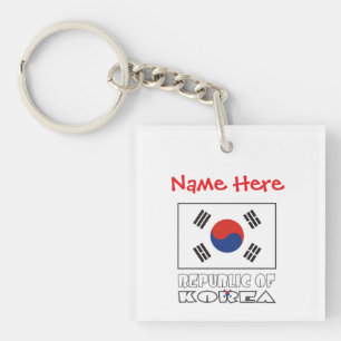 Personalised Republic of Korea Square Acrylic Key Ring