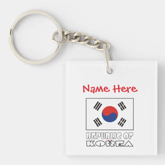 Personalised Republic of Korea Square Acrylic Key Ring (Front)