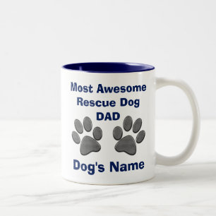 Personalised Rescue Dog Dad Gifts Dog Paws MUG