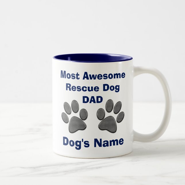 Personalised Rescue Dog Dad Gifts Dog Paws MUG (Right)
