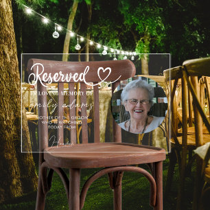 Personalised Reserved Seat Memorial Wedding Photo Acrylic Sign