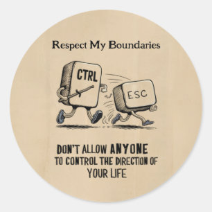 Personalised Respect My Boundaries Motivational  Classic Round Sticker