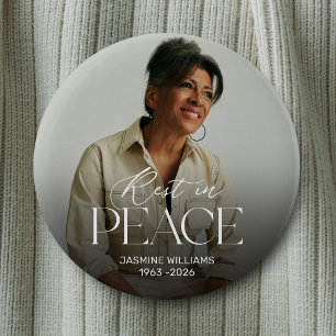 Personalised Rest in Peace Photo Memorial Button