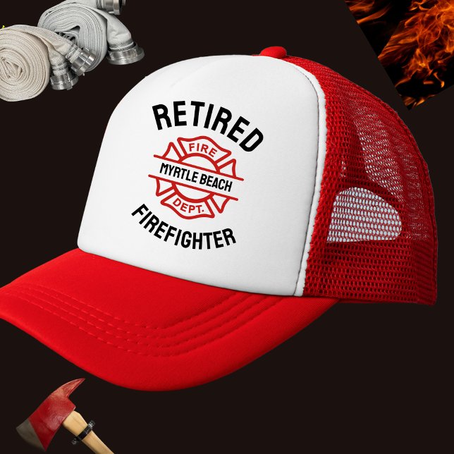 Personalised Retired Fire Fighter   Trucker Hat (Creator Uploaded)